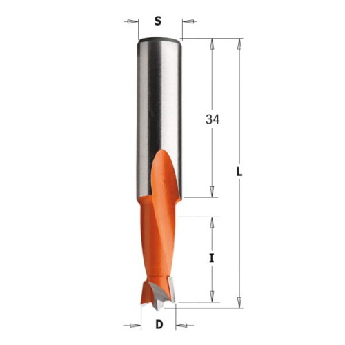 CMT Wiertło nieprzelotowe D10 I18 L57,5 S10 mm / standard HM / lewe