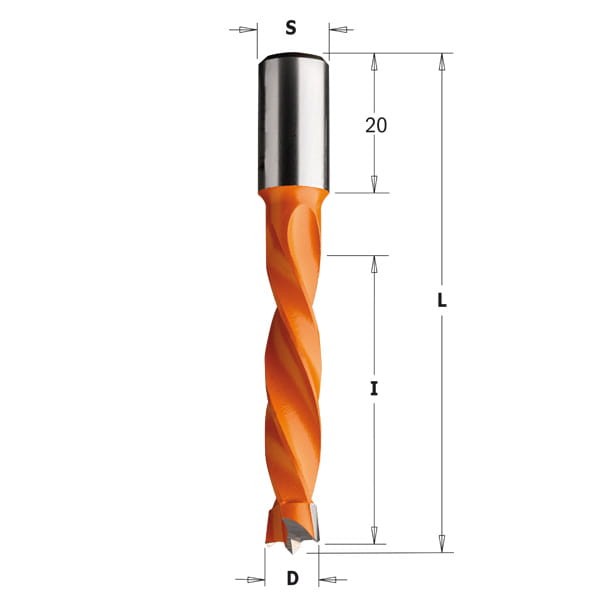 CMT Wiertło nieprzelotowe D5 I43 L70 S10 mm / standard HM / lewe