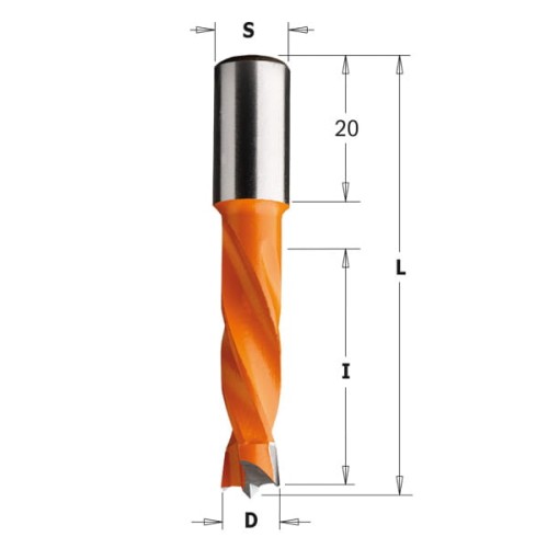 CMT Wiertło nieprzelotowe D15 I30 L57,5 S10 mm / standard HM / lewe