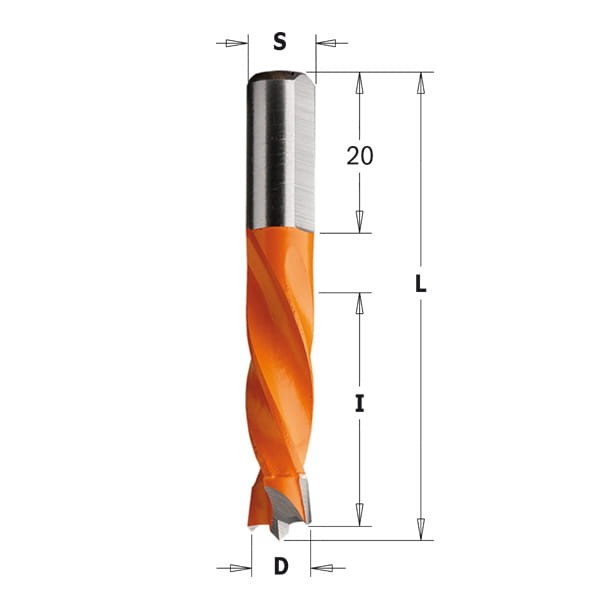 CMT Wiertło nieprzelotowe D12 I30 L55,5 S8 mm / standard HM / prawe
