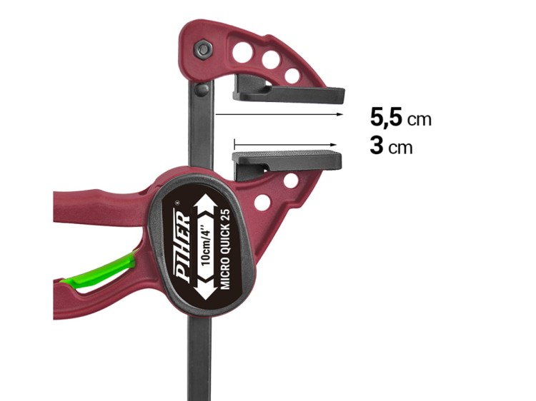 PIHER Micro Quick Ścisk szybkozaciskowy 10 cm 2 szt. / Moc 25 Kg