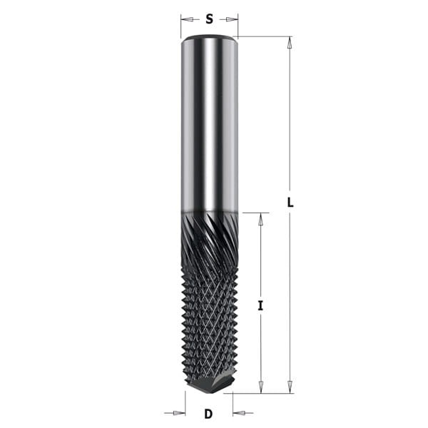CMT Frez pilnikowy chrom Z4 D12 I25 L75 S12 mm / przelotowy / solid surface