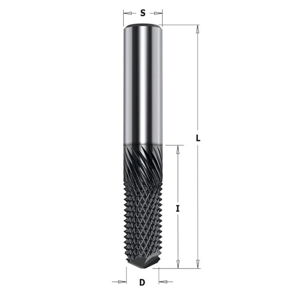 CMT Frez pilnikowy chrom Z4 D6 I19 L50 S6 mm / przelotowy / solid surface