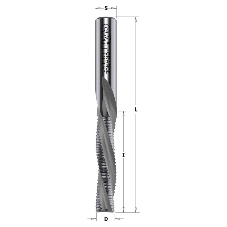 CMT Frez spiralny zgrubny do drewna / płyty Z3 D20 I72 L120 S20mm / negatyw
