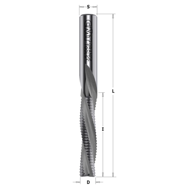 CMT Frez spiralny zgrubny do drewna / płyty Z3 D12 I42 L90 S12mm / negatyw