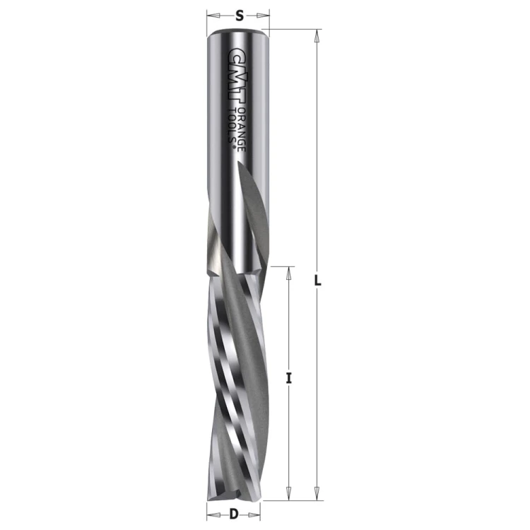 CMT Frez spiralny wykańczający do drewna / płyty / PCV Z3 D18 I55 L110 S18mm / negatyw