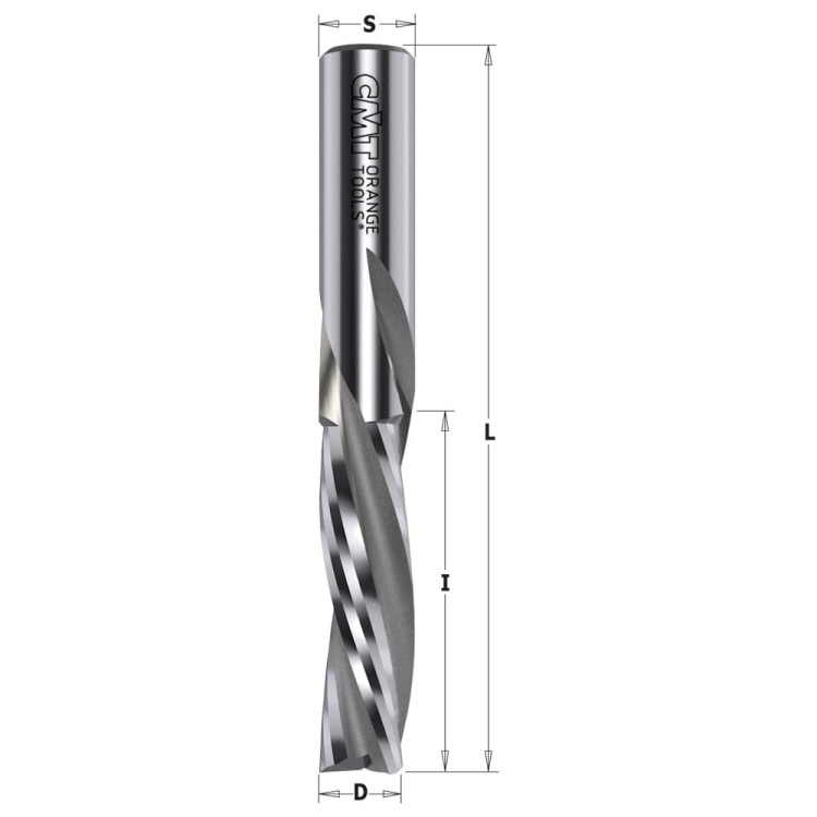 CMT Frez spiralny wykańczający do drewna / płyty / PCV Z3 D10 I32 L80 S10mm / negatyw