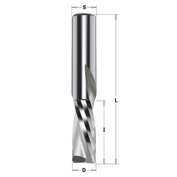 CMT Frez spiralny wykańczający do drewna / płyty / PCV Z2 D10 I32 L80 S10mm / negatyw