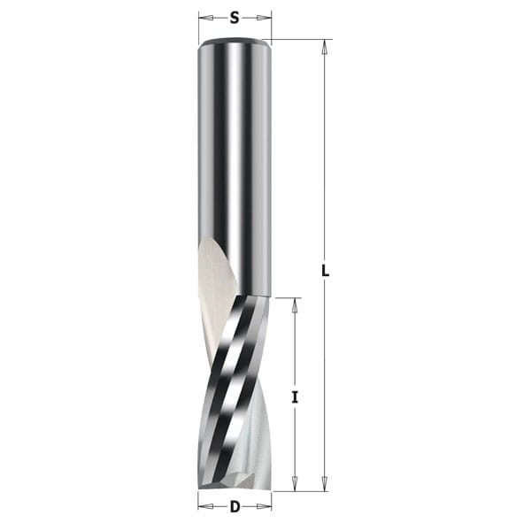 CMT Frez spiralny wykańczający do drewna / płyty / PCV Z2 D3,5 I12 L60 S6mm / pozytyw