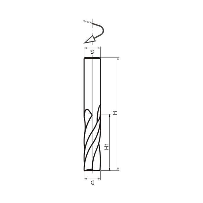 GLOBUS Frez spiralny wykańczający Z2 D12 I42 S12 mm / pozytyw