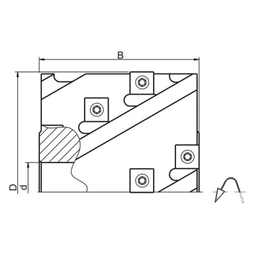 GLOBUS Głowica strugarska na noże ryflowane 122x40x4Z H180 / Korpus stal