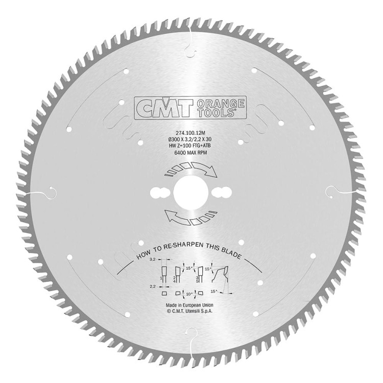 CMT Piła HM do drewna i sklejki 300x30x100Z / perfect finish