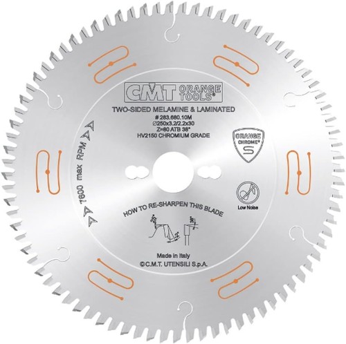 CMT Piła do płyty laminowanej i MDF 250x30x80Z / praca bez podcinaka / Chromowana