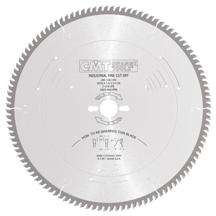CMT Piła HM do drewna 350x30x108Z / cięcie w poprzek