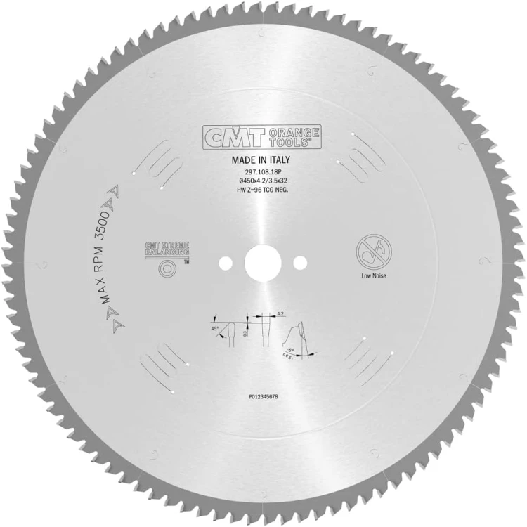 CMT Piła HM do Aluminium / PCV 450x32x96Z / -6° Negatyw