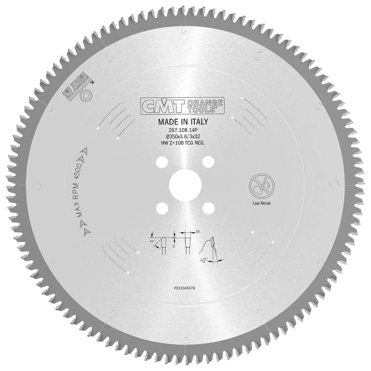 CMT Piła HM do Aluminium / PCV 350x32x108Z / -6° Negatyw