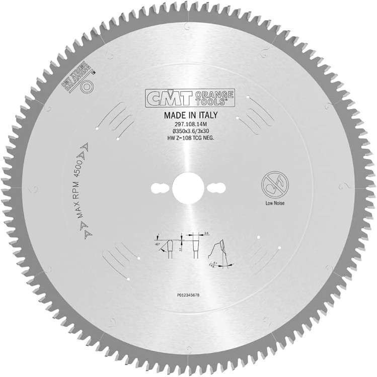 CMT Piła HM do Aluminium / PCV 350x30x108Z / -6° Negatyw