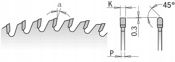 CMT Piła HM do płyty wiórowej / MDF 300x30x96Z / -3° Negatyw CHROME