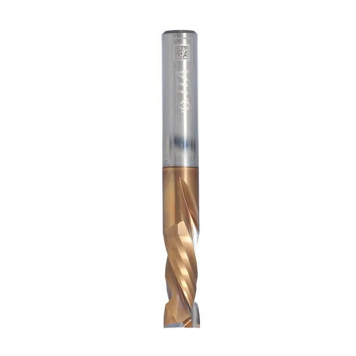 ITA TOOLS frez spiralny wykańczający do drewna / sklejki / MDF Z2+2 D10 I25 S10 mm / pozytyw+negatyw / Powłoka TiSiN®