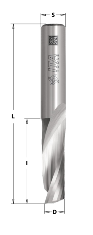 ITA TOOLS frez spiralny wykańczający do drewna / płyty / PCV Z1 D4 I15 L50 S4 mm / pozytyw