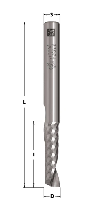 ITA TOOLS frez spiralny Z1 D10 I35 L80 S10 mm / Aluminium / Tworzywa sztuczne / Pozytyw