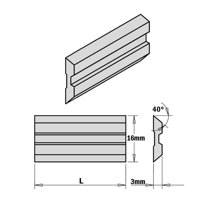 Noże wymienne Centrolock 230x16x3 mm / HSS18%