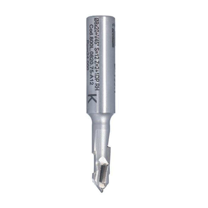 ITA TOOLS frez diamentowy przelotowy ECO Z1+1 D8 I20 L70 S12 mm / 3 spirale / korpus STAL
