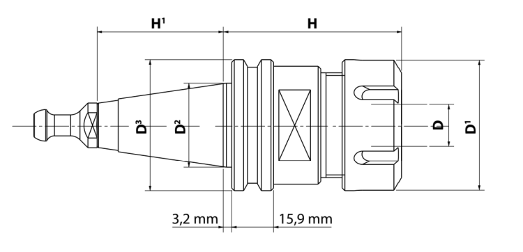 Ita Tools Uchwyt ISO30 ER40 D63 H57 mm / Prawy