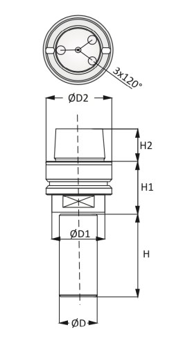 Ita Tools Uchwyt HSK63F z trzpieniem D53 H150