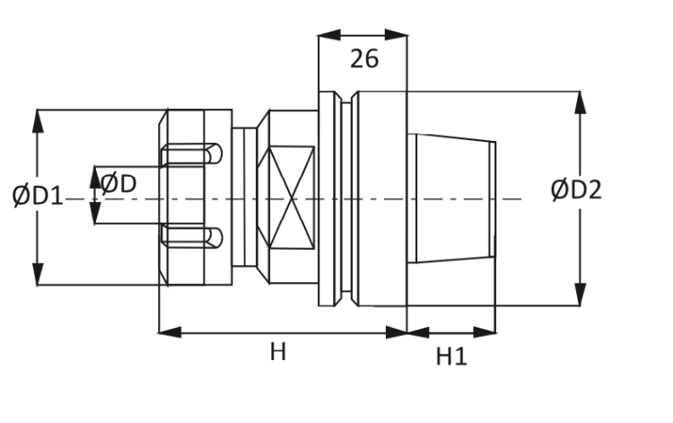 Ita Tools Uchwyt HSK63F EOC25 D61 H80 IMA / Wekee / Lewy + nakrętka łożyskowana