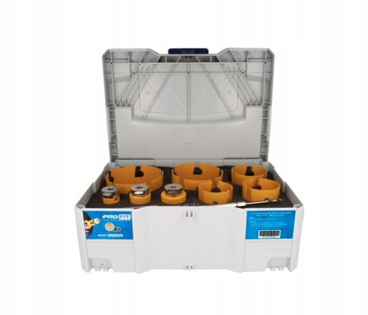 PRO-FIT Zestaw otwornic HM 9 szt. drewno / płyta / PCV