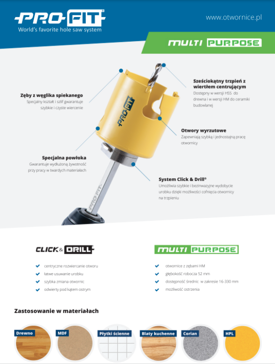 PRO-FIT Wiertło prowadzące do otwornic 32-330 mm / L184 mm / HSS