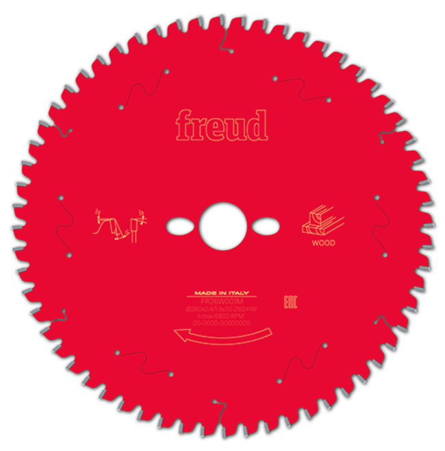 FR26W001M  FREUD Piła HM DO DREWNA / SKLEJKI 260x30x60Z / CIĘCIE POPRZECZNE