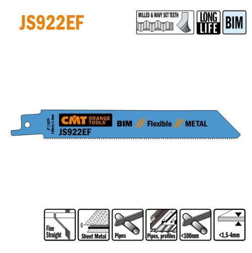 JS922EF-5 Piła szablasta L = 150 I = 130 H = 19 K = 0,90 TS =  1,4 / 5 szt.
