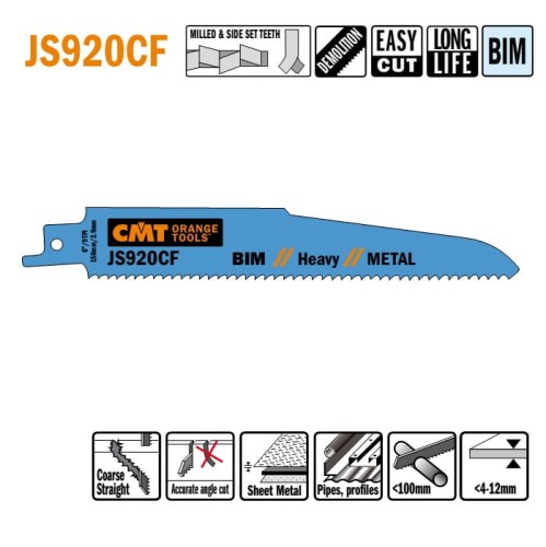 JS920CF-5 Piła szablasta L = 150 I = 130 H = 22 K = 1,60 TS =  2,9 / 5 szt.