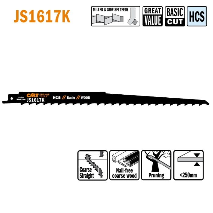 JS1617K-5 Piła szablasta L = 300 I = 280 H = 19 K = 1,25 TS = 8,5 / 5 szt.