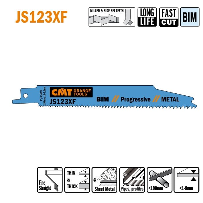JS123XF-5 Piła szablasta L = 150 I = 130 H = 19 K = 0,90 TS = 1,8-3,2 / 5 szt.
