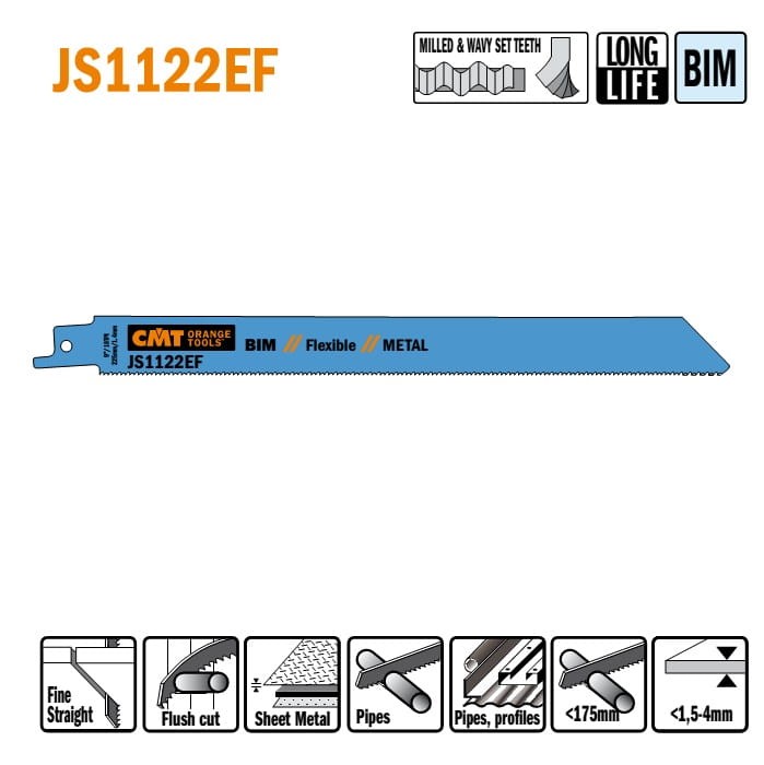 JS1122EF-5 Piła szablasta L = 225 I = 205 H = 19 K = 0,90 TS =  1,4 / 5 szt.