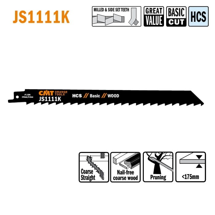 JS1111K-5 Piła szablasta L = 225 I = 205 H = 19 K = 1,25 TS = 8,5 / 5 szt.