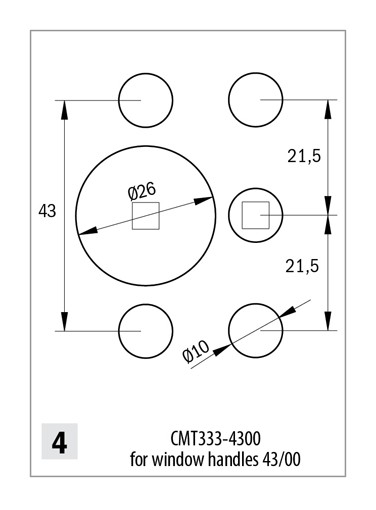 CMT333-4300 Głowica pod klamki okienne 43/0
