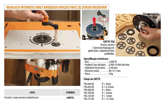 CMT7E Frezarka górnowrzecionowa 2400W