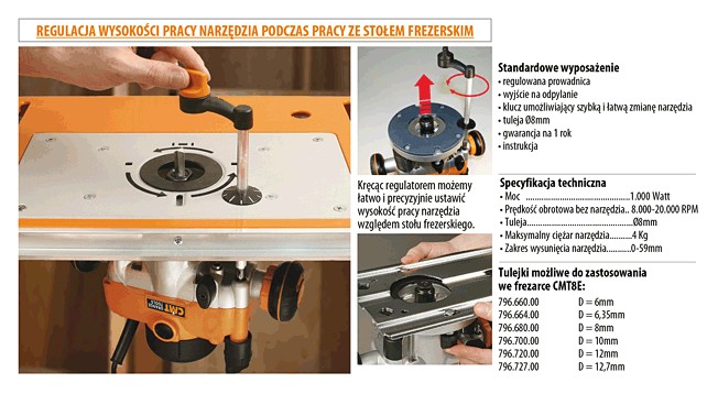 CMT8E Frezarka górnowrzecionowa 1010W