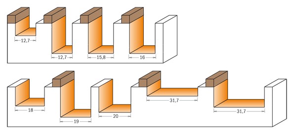 CMT Frez HM Z2 do planowania z łożyskiem D16 I19 L54 S8 mm / do drewna / MDF
