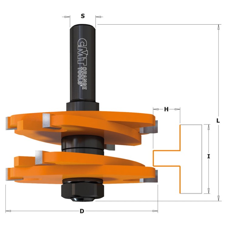CMT Zestaw frezów regulowanych pióro-wpust S12 mm