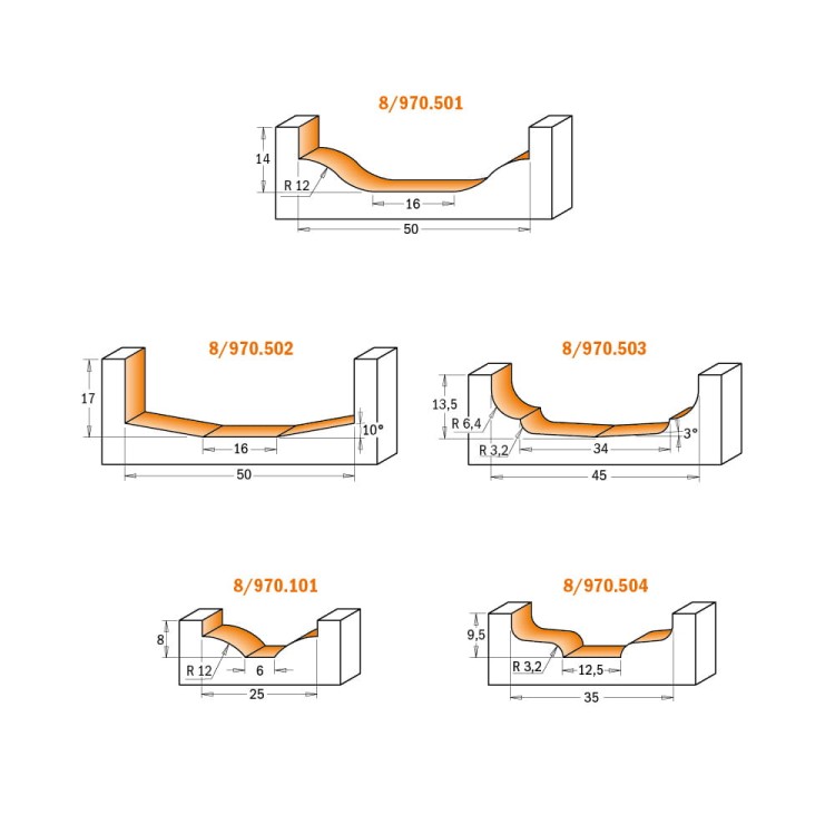 CMT Frez dekoracyjny do frontów D25 I8 S8 mm