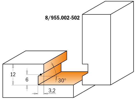 CMT Frez do połączeń odwrotnych / do szuflad D50,8 S12 mm