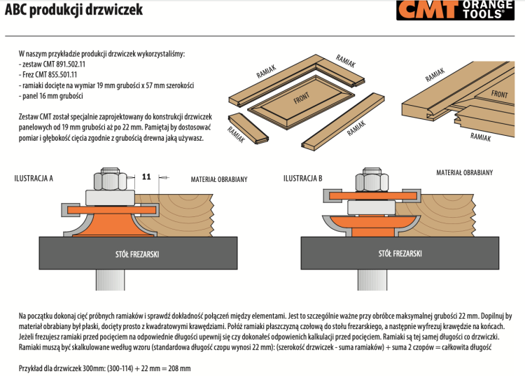 CMT Zestaw frezów do połączeń pióro-wpust S12 mm PROFIL B