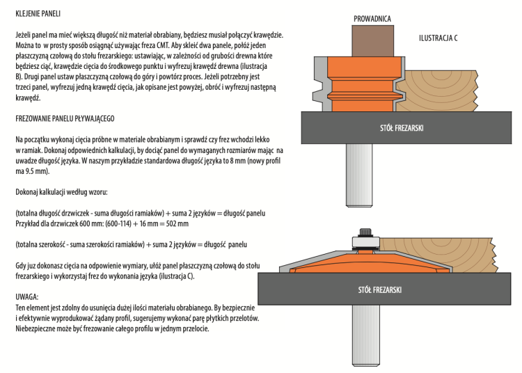 CMT Zestaw frezów do połączeń pióro-wpust S12 mm PROFIL C