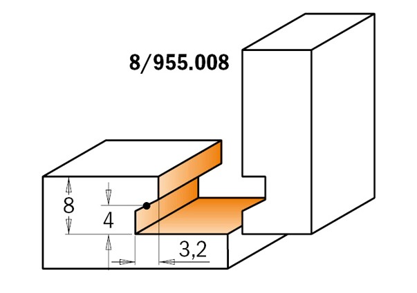 CMT Frez do połączeń odwrotnych / do szuflad D25,4 S8 mm