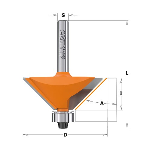 CMT Frez do fazowania / ukosowania z łożyskiem Z2 22,5° D31 S12 mm